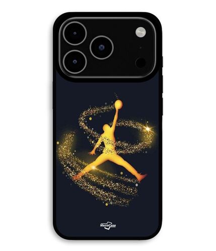 Coque Pour iPhone 17 Pro Max Jordan logo poudre filante dorée Maniacase