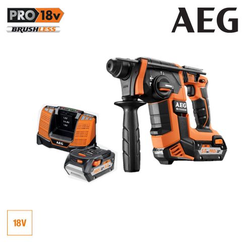 Perforateur burineur AEG SDS-Plus Brushless 18 V Pro Li-Ion 5.0 Ah 2.5 J avec coffret - BBH 18BL LI-502C