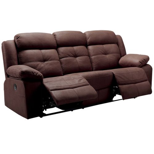 Fabares - Canapé Relax Electrique 3 Places Chocolat