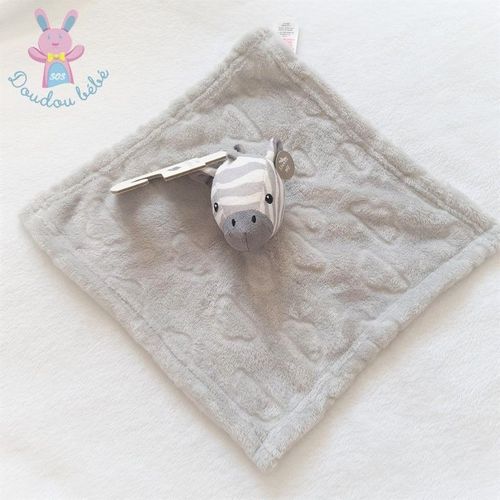 Doudou Plat Zèbre Polaire Gris Blanc Nuages Primark