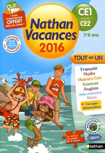 Nathan Vacances Du Ce1 Vers Le Ce2 7/8 Ans - Edition 2016