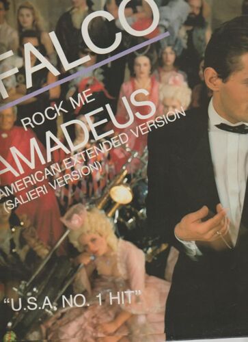 Maxi 45 Falco Johann « Hans » Hölzel - 1) Rock Me Amadeus -Salieri American Extended Version 8'20 2) Canadian Version 4'14 - 3) Tango The Night 2'25 - M 392 090 1986