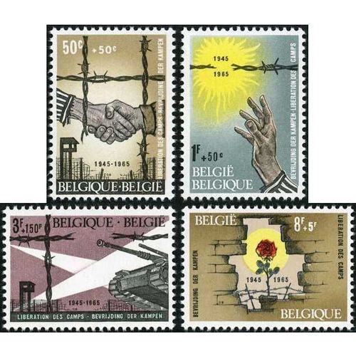 Belgique 1965, Très Belle Série Complète Neuve** Luxe Timbres Yvert 1329 1330 1331 1332, 20ème Anniversaire De La Libération Des Camps De Concentration.