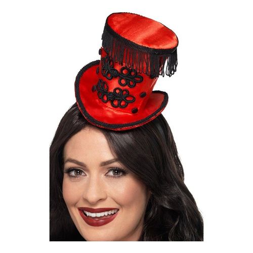 Min-Chapeau De Directeur De Cirque Rouge Avec Diadème (Taille Unique Adulte)