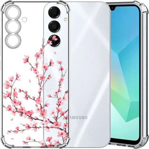 Chooseu Transparent Coque Pour Samsung Galaxy A16 5g / 4g Mince Souple Tpu Silicone Etui Fine Soft Étui Avec Fleur Florale Motif Pour Fille Antichoc Protection Case Cover Clair Housse - Sakura Rose