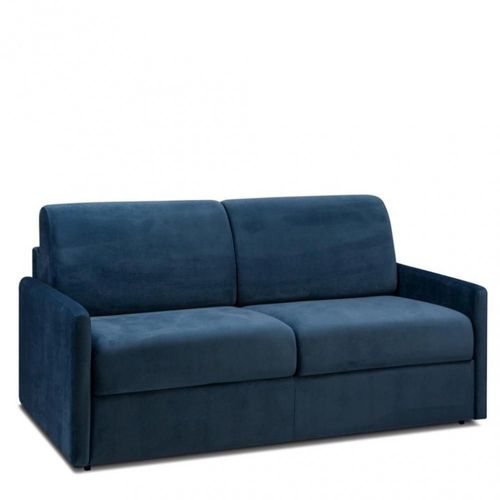 Canapé Convertible Rapido Luxury 140 Cm Matelas 22 Cm À Mémoire De Forme Velours Bleu