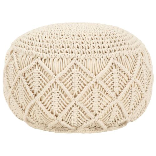 Vidaxl Pouf Fait À La Main En Macramé 45 X 30 Cm Coton
