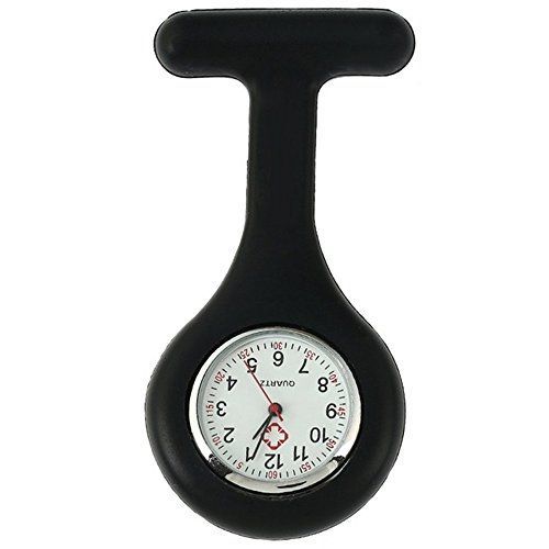 Trixes Montre À Gousset D'infirmière En Silicone Avec Broche Noir