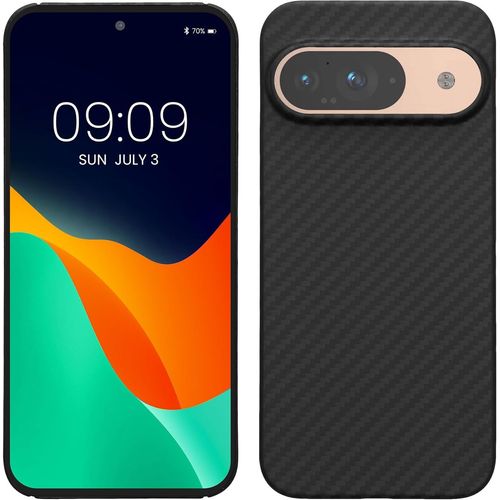 CAUC-Coque Compatible avec Google Pixel 9 - Coque étui de Protection téléphone en aramide - Noir Mat