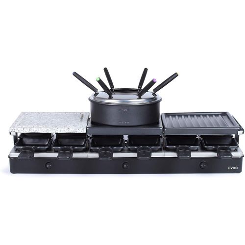 Appareil À Raclette/Fondue 12 Personnes - 5 En 1, Puissance 1650 W, 3 Thermostats[MAC920056]