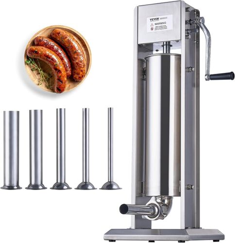 Ulteronixshop-Poussoir À Saucisses Manuel 7 L, Machine À Saucisses Verticale Commerciale, Ensacheuse Saucisse En Acier Inoxydable 304 Alimentaire, 5 Tubes De Remplissage, Pour Cuisine À Domicile Rest