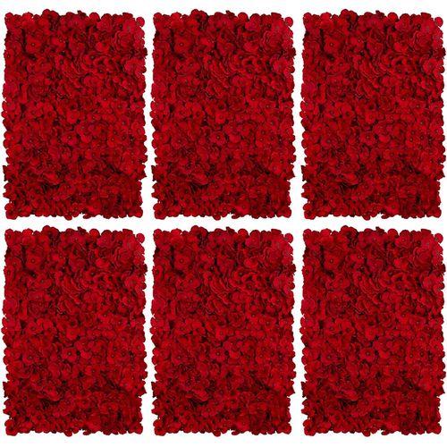 Fleur Artificielle Panneau Mural Decoratif 6 Pièces Rouge Hortensia Mur De Fleurs Artificielles Pour Decoration Mariage Fausse Flowers Vegetal Panneau Pour Décoration Salon Maison [MAC920339]