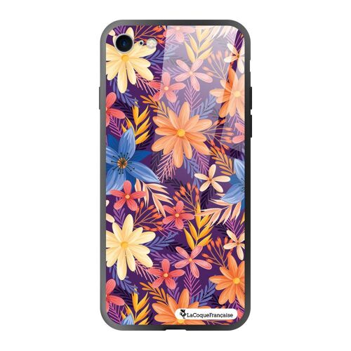 Coque iPhone 7/8/ iPhone SE 2020/ 2022 Coque Soft Touch Glossy Fleurs violettes et oranges Design La Coque Francaise