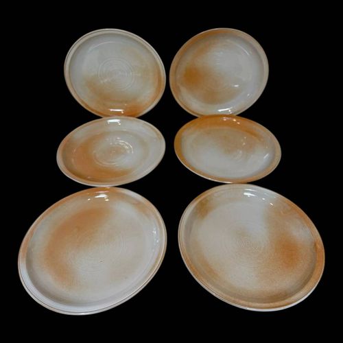6 Assiettes Dessert Grs 1970 Beige