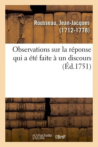 Observations Sur La Réponse Qui A Été Faite À Un Discours