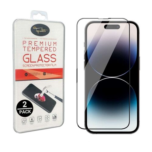 [2pack] Film de protection en Verre trempé bords noir pour iPhone 14 Pro [Toproduits®]