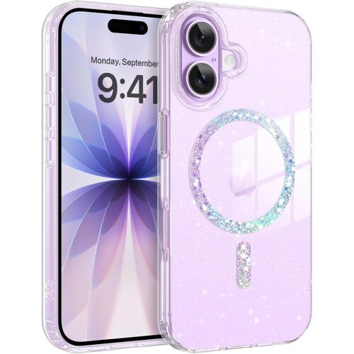 KALANKA-Coque à Paillettes pour iPhone 17, Magnétique Compatible avec MagSafe, Etui Bling Cristal Mignon Housse de Téléphone Antichoc Anti-Rayures Case pour iPhone 17 6.3"", Transparente
