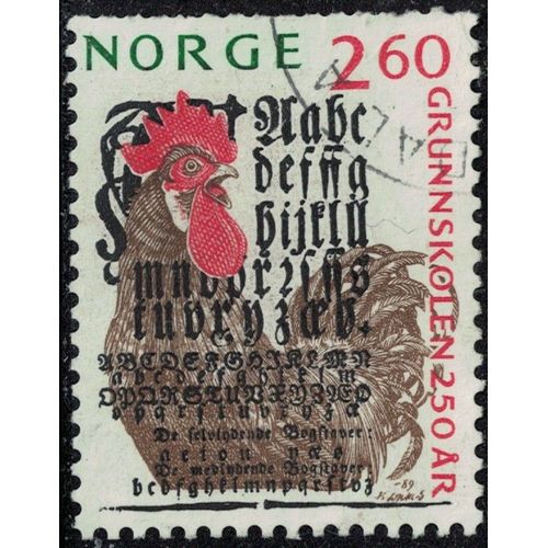 Norvège 1989 Oblitéré Used 250 Ans École Primaire Animal Coq Y&t No 978 Su