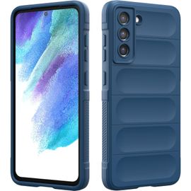 Coque En Silicone Compatible Avec Samsung Galaxy S21 Fe, Étui Protection Antichoc, Housse Avec Protege De Camera, Doublure Douce En Tissu Microfibre Protection Complète (Bleu Foncé)
