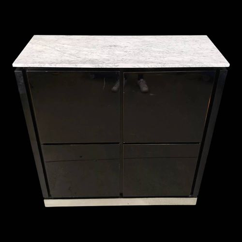Meuble Bar Vintage En Laque Noire Et Marbre Annes 1970 Noir