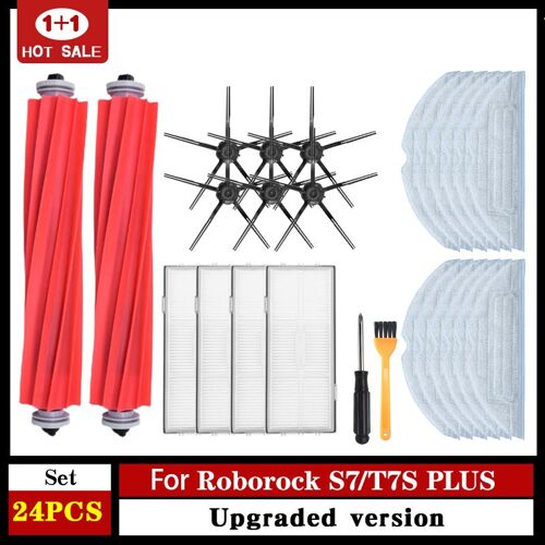 24 Pièces Pour Roborock S7 / S7 Maxv Ultra Accessoires Xiaomi Robot Aspirateur Balai En Tissu Filtre Hepa Brosse Principale Pièces Remplaçables 9109-May17177