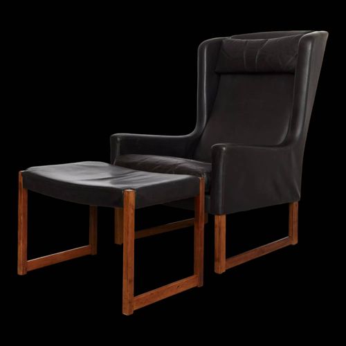 Fauteuil Oreilles Et Reposepieds Vintage Par Rudolf Glatzel Pour Kill In Noir