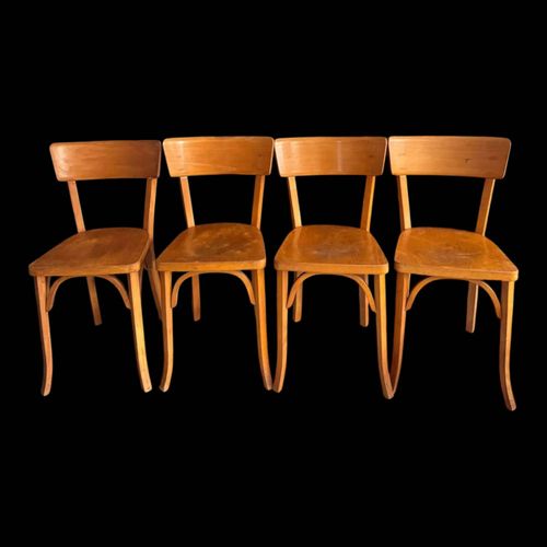 Ensemble de 4 chaises bistrot Baumann vintage bois