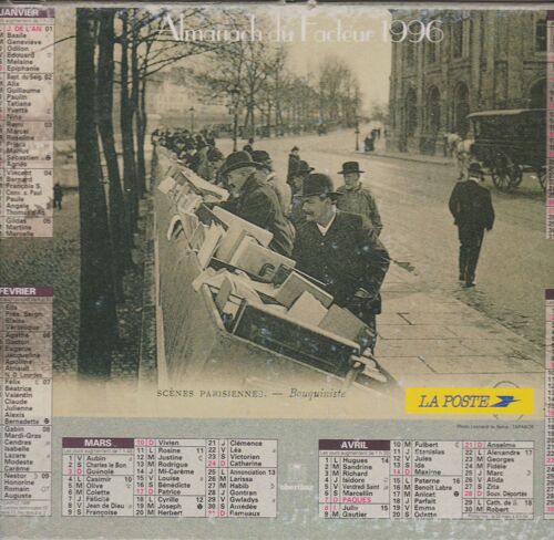 Almanach Du Facteur 1996 Oberthur Scènes Parisiennes Bouquiniste / Les Petits Métiers De Paris, Le Ramasseur De Mégots