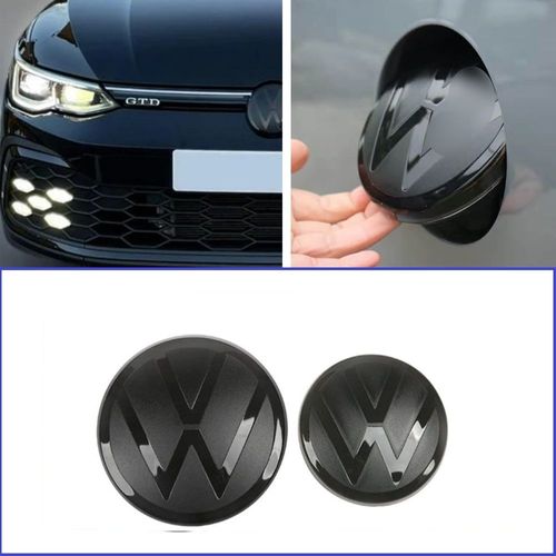 2x Pack Emblèmes Vw Avant Et Arrière Noirs Logos Pour Polo 6 2019 À 2023
