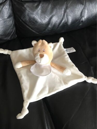 Peluche Doudou Ourson Plat Beige Et Blanc Dmc 20/20cm