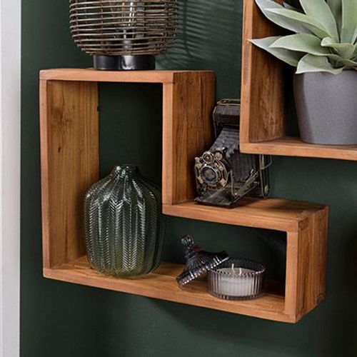 Etagère Murale Forme L 45,3x15x35,3 Cm En Teck Recyclé - Appoline
