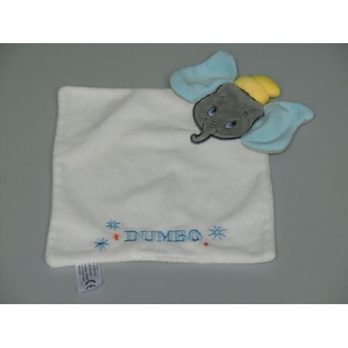 Doudou Éléphant Plat Dumbo Blanc Gris Bleu Jaune Cartoon Club