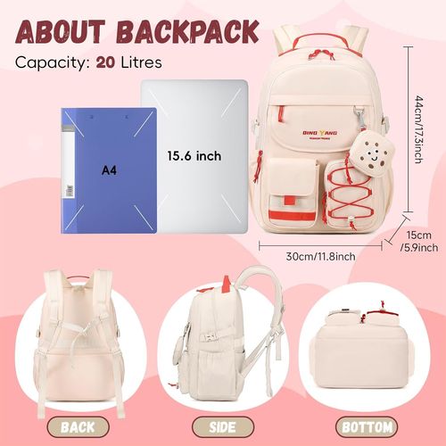 Cartable Fille Primaire, 20 Litres Sac Ecole Fille Cartable Kawaii Avec Porte-Monnaie, Léger Sac A Dos College Fille Sacs Scolaires Pour Enfants De 8 À 14 Ans