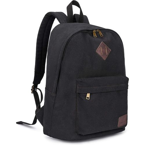 acdsgd-Sac à Dos en Toile Vintage, Sac à Dos Léger et Loisir, pour Ordinateur Portable et D'école, pour Homme et Femme (Noir)