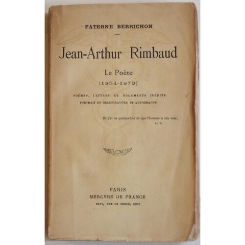 Paterne Berrichon : "J.-A. Rimbaud Le Poète"