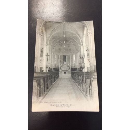 Carte Postale Saint Julien Sur Sarthe L'intérieur De L'eglise En L'état Sur Les Photos