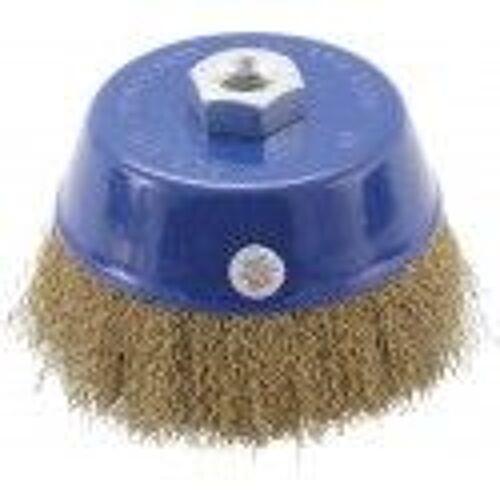 Brosse métallique ronde coupe fil acier laitonné ° 125 mm M14 x 2,0 mm pour meuleuse BGS TECHNIC