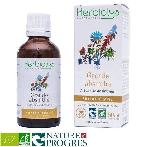 Grande Absinthe Bio - Estomac Et Vermifuge Teinture-Mère Artemisia Absinthium 50 Ml - Herbiolys 