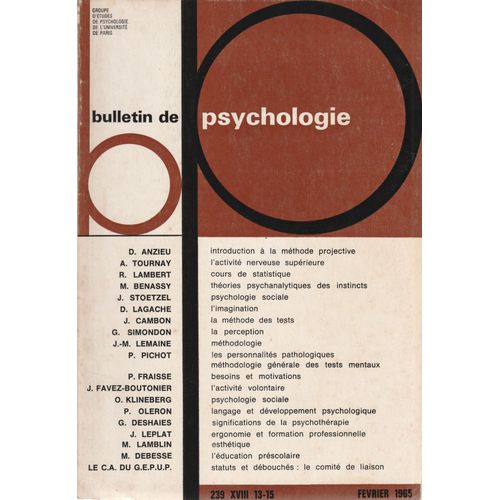 Bulletin De Psychologie Février 1965