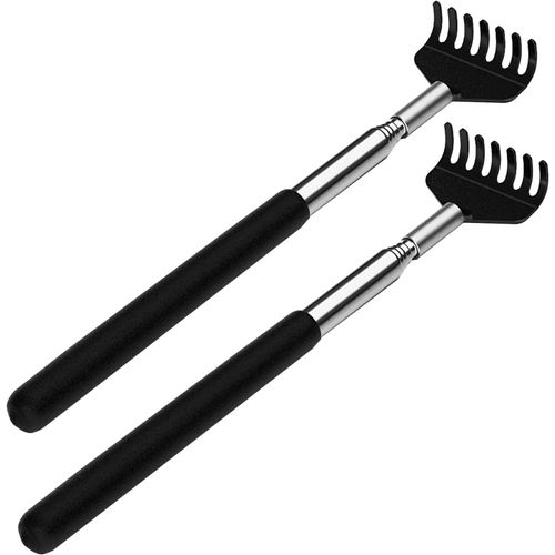 Lot De 2 Gratte-Dos En Acier Inoxydable - Main Robuste Contre Les Démangeaisons - Appareil De Massage Stable Et Extensible - Gratte-Dos Extensible Jusqu'à 68 Cm - Pour Massage De La Tête Et Du Dos