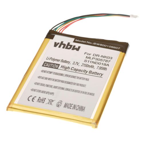 vhbw batterie compatible avec Barnes & Noble Nook Simple Touch eBook eReader (2150mAh, 3,7V, Li-Polymère)