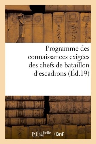 Programme Des Connaissances Exigées Des Chefs De Bataillon D'escadrons Ou Majors