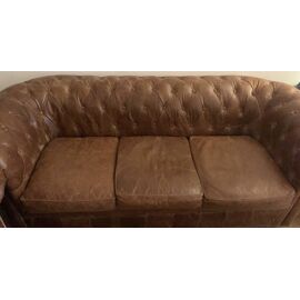 Vente: Chesterfield - Canapé Vintage 3 Places En Cuir Capitonné (Maison Du Monde)