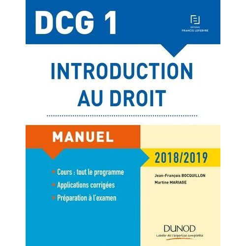 Introduction Au Droit Dcg 1 - Manuel - Edition 2018-2019