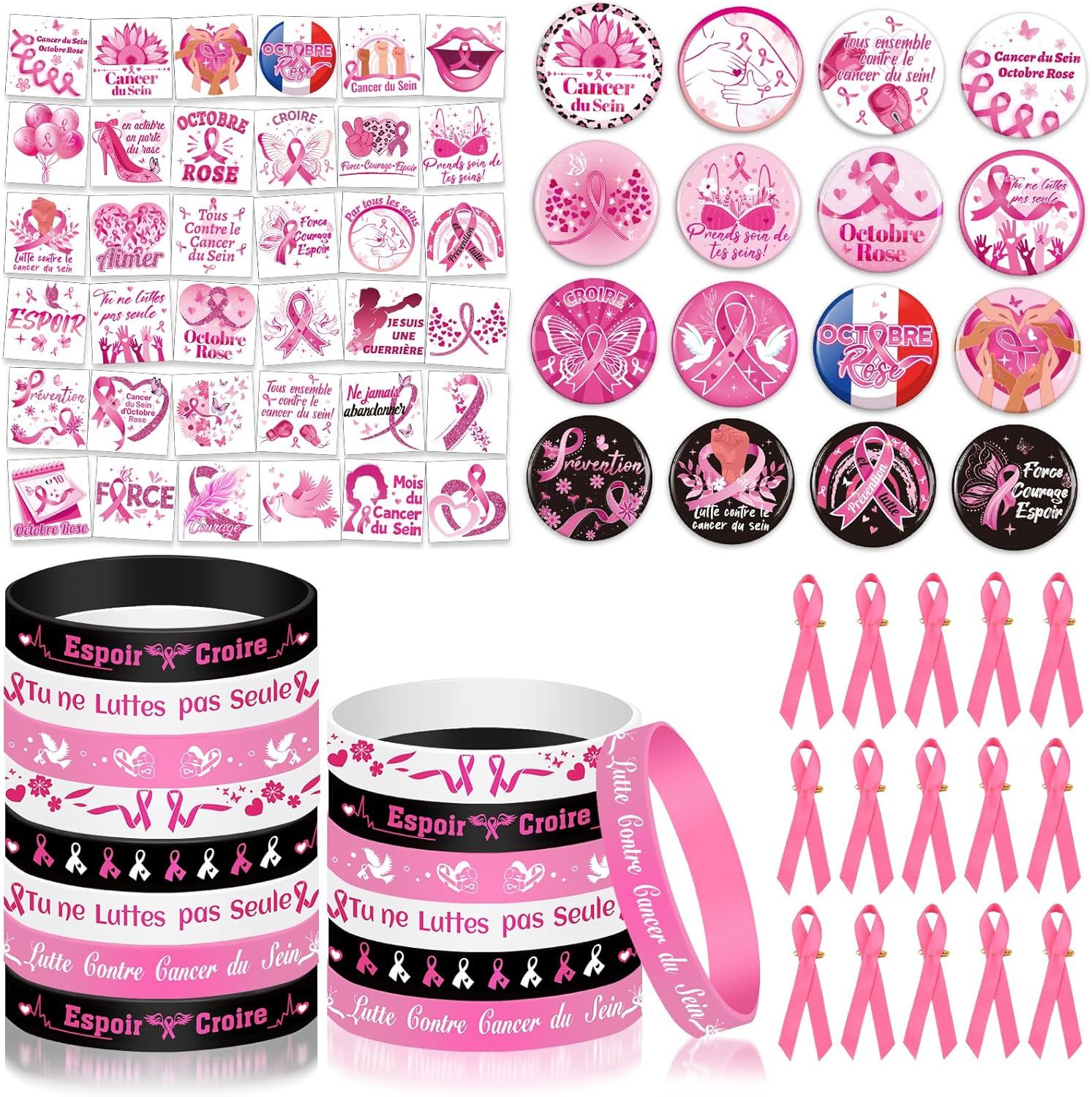 Octobre Rose Lot De 1 Broche, Ruban Rose De Sensibilisation Cancer