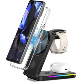 Chargeur Induction Mag-Safe Pour Google Pixel Watch 3/2,Station De Charge Magnétique Pour Pixel 10/9 Pro Xl/9/8a/8,Pliable 3 En 1 Chargeur Sans Fil Pour Google Buds Pro 2 (Non Pour Pixel Watch 4/1)