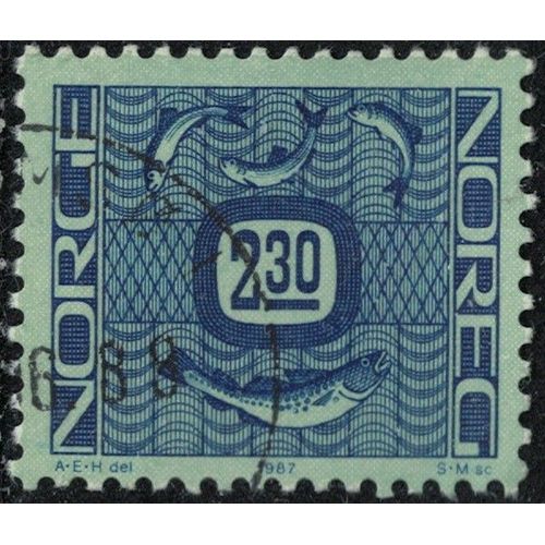 Norvège 1987 Oblitéré Used Orné De Poissons Vert Bleu Noir Violet Outremer Y&t No 919 Su