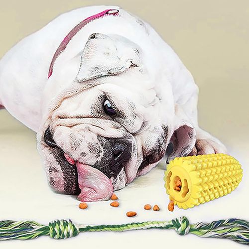 Smaoqingj Jouet Chien Accessoires Jouer-1 Pièce,Jaune,Forme Maïs Mastication Chiens Jouets À Mâcher,Pour Chiots Moyens Grands,Caoutchouc Cornucopia Interactifs Jouetes Chiot
