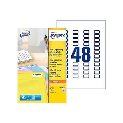 Avery Zweckform Lot De 3 Boîtes De 1200 Étiquettes Laser Blanc 22x12,7 L7653-25