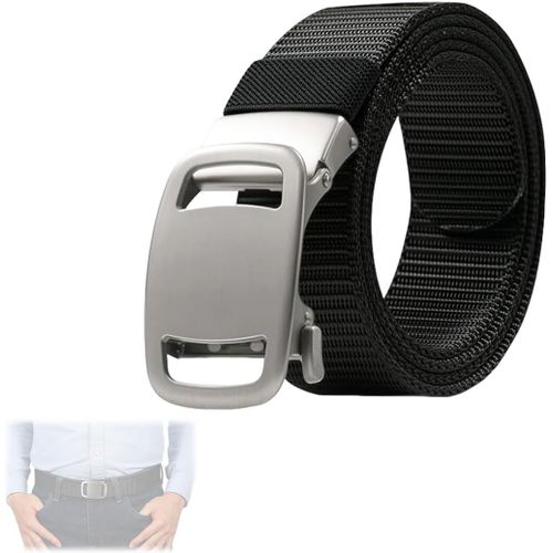 Tzf-Travail Homme,Ceinture Homme,Ceintures Réglable En Tissu Toile Pour Nylon Hommes Noir,Pas De Boucles Métalliques, Passe Rapidement Par La Sécurité De L'aéroport, Convient Pour Et Les Voyages